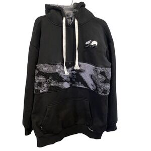 Grassroots California Mens Large Black Bear Collection Sherpa Camo Fleece Hoodie